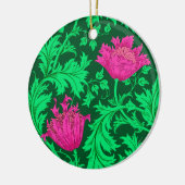 William Morris Anemone, Emerald Green und Fuchsia Keramik Ornament (Links)