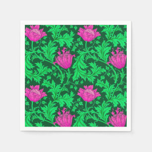 William Morris Anemone, Emerald Green und Fuchsia Serviette