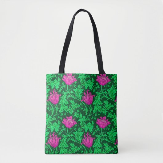 William Morris Anemone, Emerald Green und Fuchsia Tasche (Vorderseite)