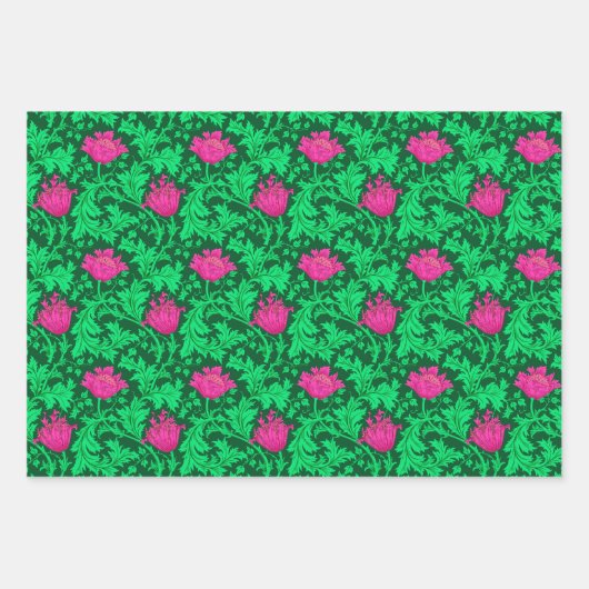 William Morris Anemone, Gold, Red & Green Geschenkpapier Set (Vorderseite 3)