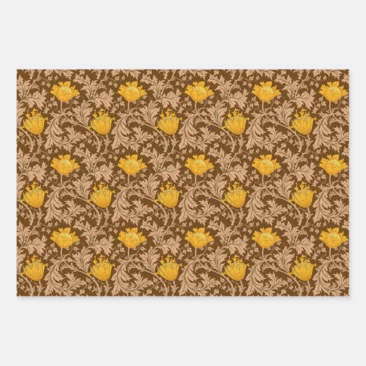 William Morris Anemone, Gold, Red & Green Geschenkpapier Set (Vorderseite)