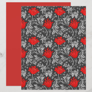 William Morris Anemone, grau / grau und rot