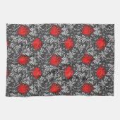 William Morris Anemone, grau / grau und rot Geschirrtuch (Horizontal)