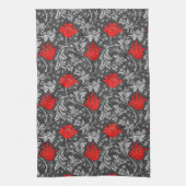 William Morris Anemone, grau / grau und rot Geschirrtuch (Vertikal)