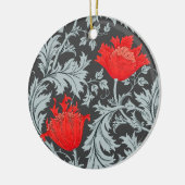 William Morris Anemone, grau / grau und rot Keramik Ornament (Links)