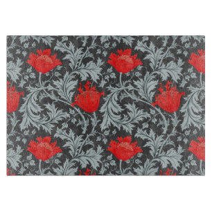 William Morris Anemone, grau / grau und rot Schneidebrett
