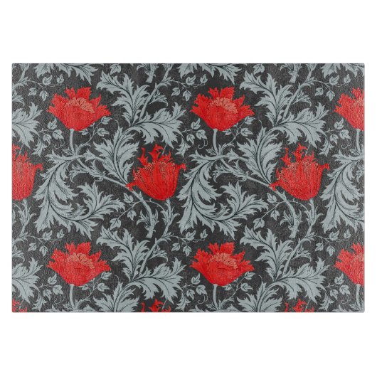 William Morris Anemone, grau / grau und rot Schneidebrett (Vorderseite)