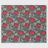 William Morris-Anemone, Graues/Grau und Rot Geschenkpapier (Flach)