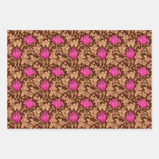 William Morris Anemone, Green, Brown und Blue Geschenkpapier Set (Vorderseite 2)