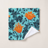 William Morris-Anemone, Indigo-Blau und Koralle Badhandtuch Set (Waschlappen)