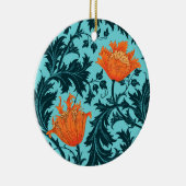 William Morris Anemone, Indigo Blue und Coral Keramik Ornament (Rechts)