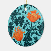 William Morris Anemone, Indigo Blue und Coral Keramik Ornament (Links)