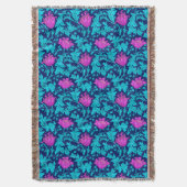 William Morris Anemone, Marine, Türkis & Magenta Decke (Vorderseite Vertikal)