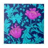 William Morris Anemone, Marine, Türkis & Magenta Fliese (Vorderseite)