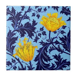 William Morris Anemone, Marine und Mustard Yellow Fliese