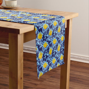 William Morris Anemone, Navy, Sky Blue und Yellow Kurzer Tischläufer