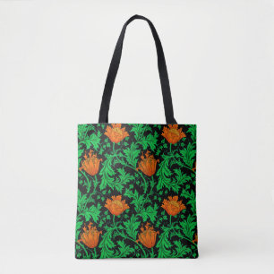 William Morris Anemone, Orange, Green und Black Tasche