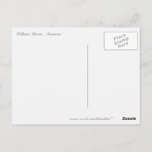 William Morris "Anemone" Postkarte (Rückseite)