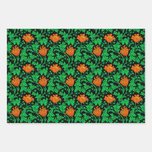 William Morris Anemone, Rust, Gold, Black Geschenkpapier Set (Vorderseite 3)