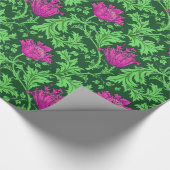 William Morris-Anemone, Smaragdgrün und Fuchsie Geschenkpapier (Ecke)