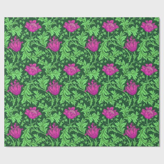 William Morris-Anemone, Smaragdgrün und Fuchsie Geschenkpapier (Flach)