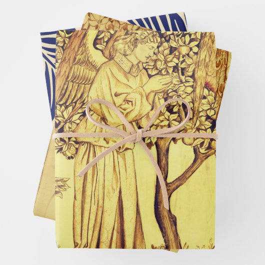 William Morris ANGELS Wrapping Paper Flat Sheet Geschenkpapier Set (Beispiel)