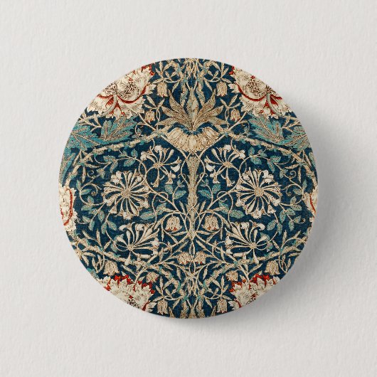 William Morris Antike Geißblatt Blumenmuster Button (Vorderseite)