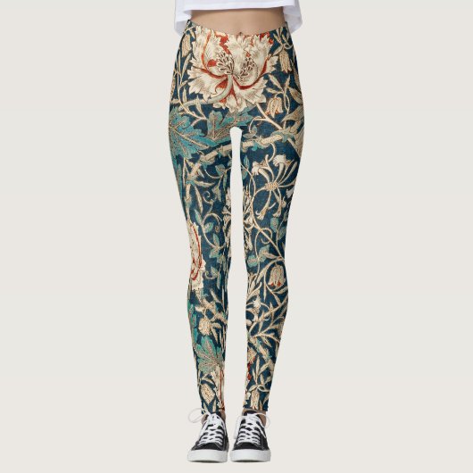 William Morris Antike Geißblatt Blumenmuster Leggings (Vorderseite)