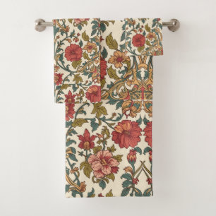 William Morris Antike rosa Rosen Blumenmuster Badhandtuch Set