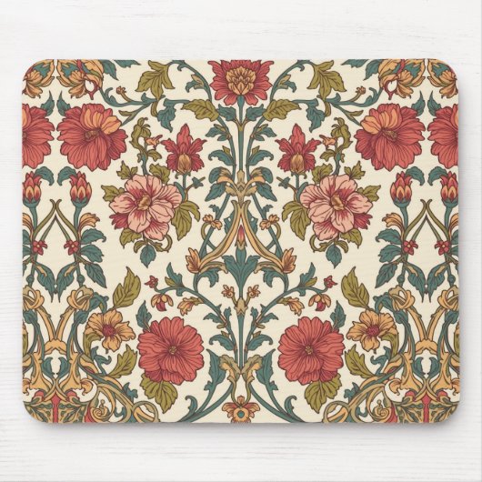 William Morris Antike rosa Rosen Blumenmuster Mousepad (Vorne)