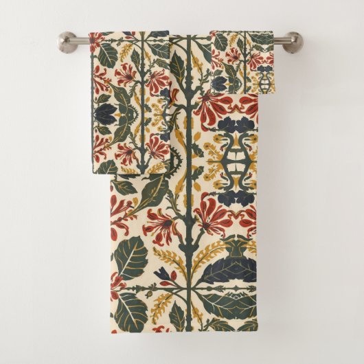 William Morris Antikes Geißblatt-Blumenmuster Badhandtuch Set (Insitu)