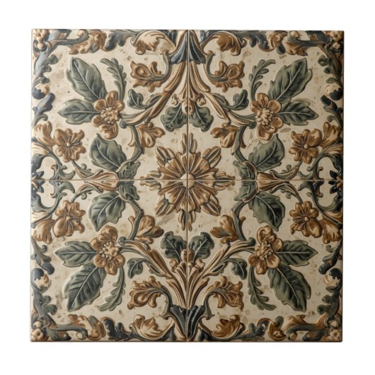 William Morris Antikes Geißblatt-Blumenmuster Fliese (Vorderseite)