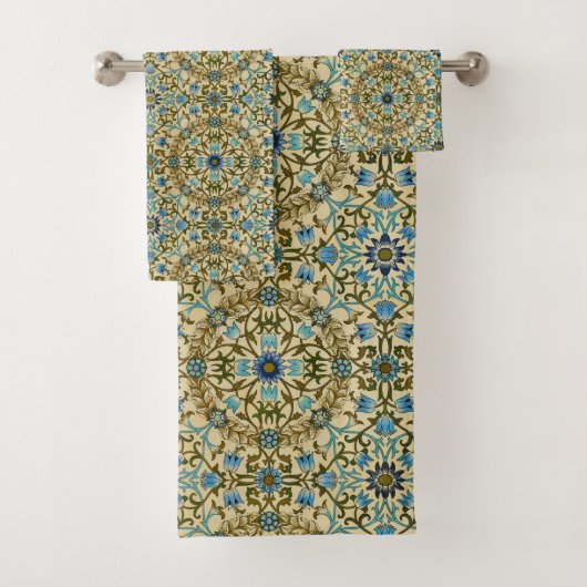 William Morris - Antique 1873 Vine & Blume Muster Badhandtuch Set (Insitu)