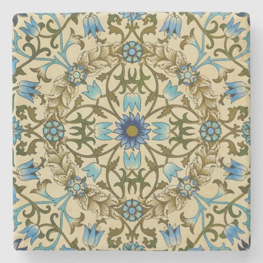 William Morris - Antique 1873 Vine & Blume Muster Steinuntersetzer (Vorderseite)