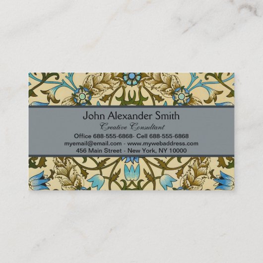 William Morris - Antique 1873 Vine & Blume Muster Visitenkarte (Rückseite)