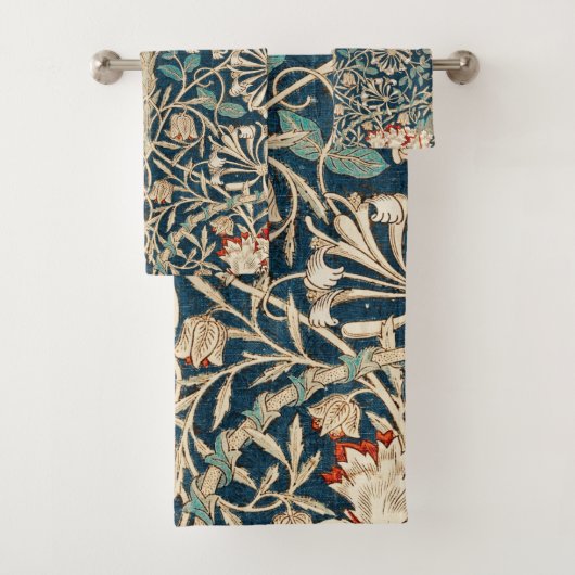 William Morris Antique Honeysuckle Blumenmuster Badhandtuch Set (Insitu)