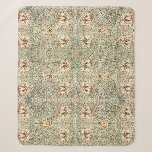 William Morris Antique Honeysuckle Floral Classic Sherpadecke (Vorderseite)