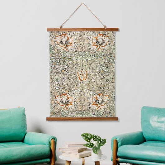 William Morris Antique Honeysuckle Floral Classic Wandteppich Mit Holzrahmen (Wohnzimmer)