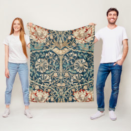 William Morris Antique Honeysuckle Floral Fleecedecke