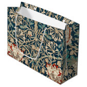 William Morris Antique Honeysuckle Floral Große Geschenktüte (Vorderseite Schrägansicht)