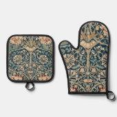 William Morris Antique Honeysuckle Floral Ofenhandschuh & Topflappen-Set (Vorderseite)