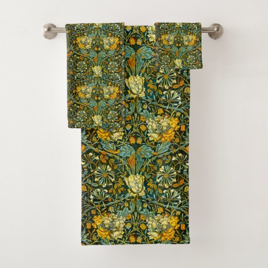 William Morris Antique Honeysuckle Floral Pattern Badhandtuch Set (Insitu)