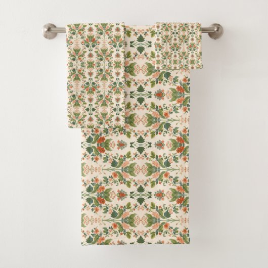 William Morris Antique Honeysuckle Floral Pattern Badhandtuch Set (Insitu)