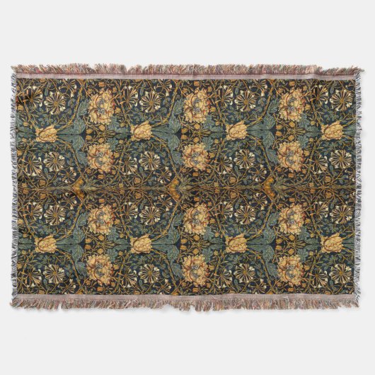 William Morris Antique Honeysuckle Floral Pattern Decke (Vorderseite)