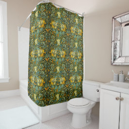William Morris Antique Honeysuckle Floral Pattern Duschvorhang