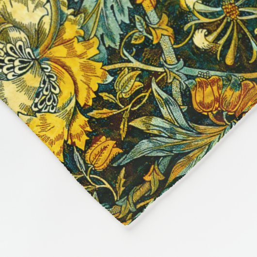 William Morris Antique Honeysuckle Floral Pattern Fleecedecke (Ecke)