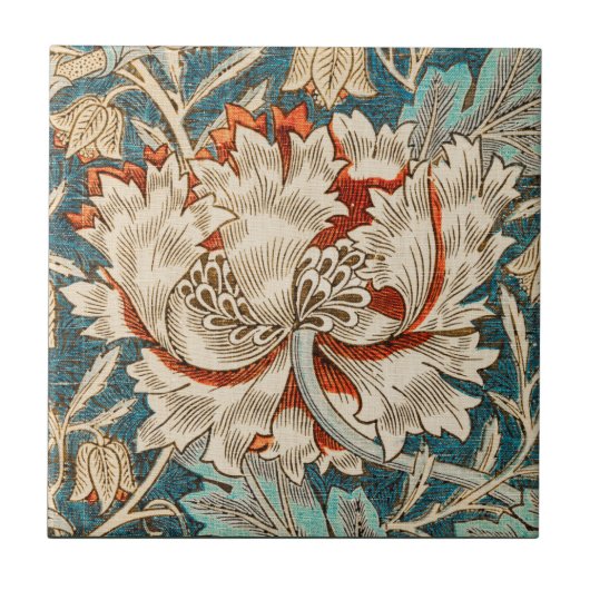 William Morris Antique Honeysuckle Floral Pattern Fliese (Vorderseite)