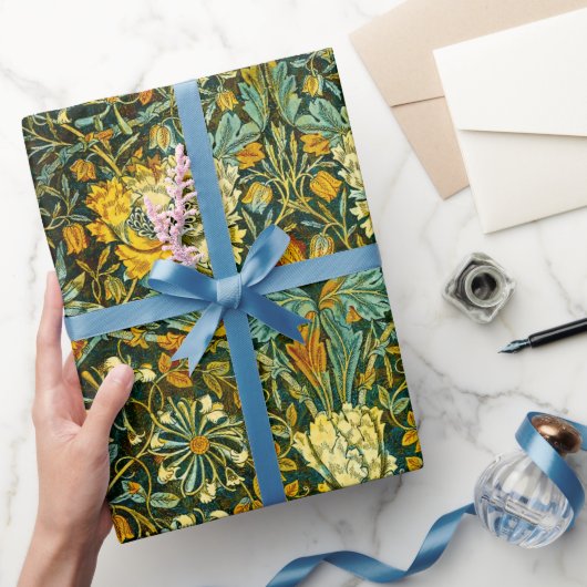 William Morris Antique Honeysuckle Floral Pattern Geschenkpapier (Schenken)