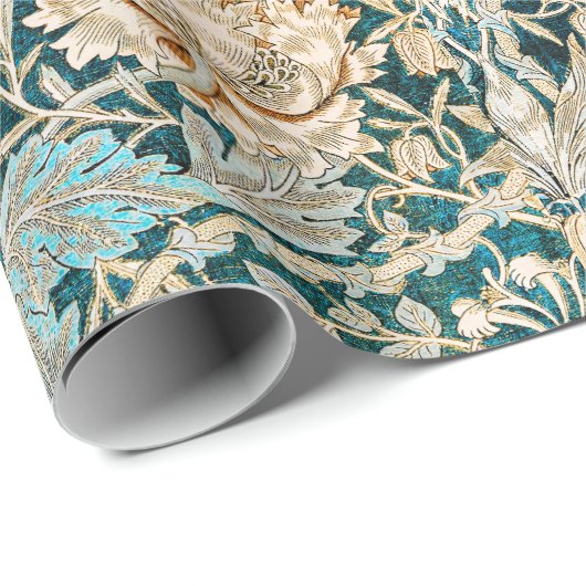 William Morris Antique Honeysuckle Floral Pattern Geschenkpapier (Rolleneckpunkt)