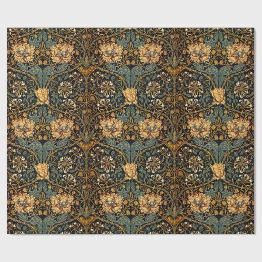 William Morris Antique Honeysuckle Floral Pattern Geschenkpapier (Flach)